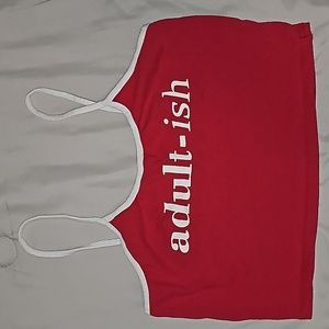 "adult-ish" Red and White Crop Top